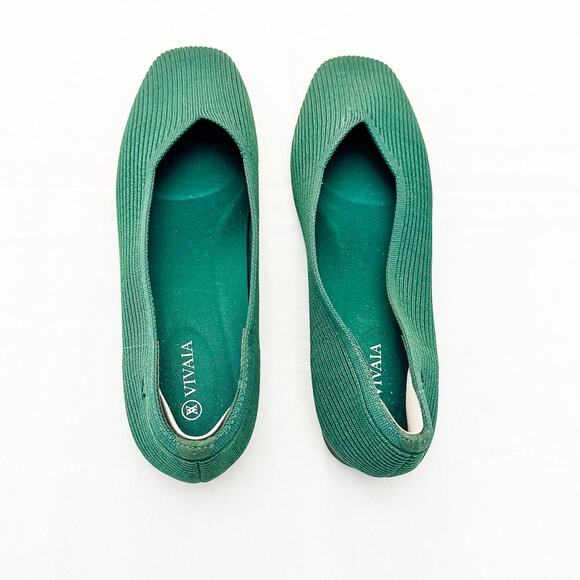 Vivaia Margot Green Square Toe Flat Shoes Textile Size 41.5 / US 10 - Picture 2 of 5